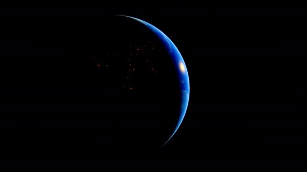 Światła Miasta Tęczowe Soczewki Rozbłyskują Nad Planetą Ziemia Widziana Orbity — Wideo stockowe