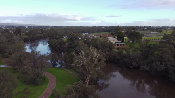 Flygfoto Uppstigning Utsikt Över Swan Valley Perth Med Hög Vattennivå — Stockvideo