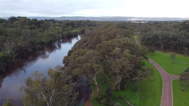 Vista Panorâmica Aérea Sobre Rio Swan Reserva Bond Perto Caversham — Vídeo de Stock