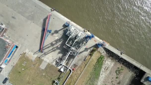 Aerial View Gas Oil Unloading Terminal Pipeline Future Site Lng — Stock Video