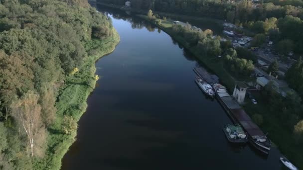 Aerial View Wide Elbe Riverbed Central Part Bohemia — Vídeos de Stock