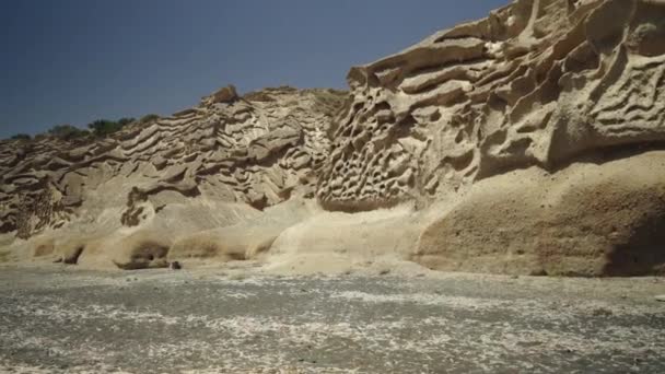 Formacje Skalne Plaży Vlychada Santorini Grecja — Wideo stockowe