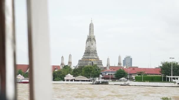 Statyczne Ujęcie Świątyni Wat Arun Ratchawararam Ratchawaramahawihan Bangkoku Tajlandia — Wideo stockowe