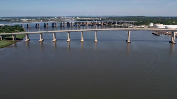 Letecký Pohled Tři Mosty Přes Řeku Raritán Middlesex County New — Stock video