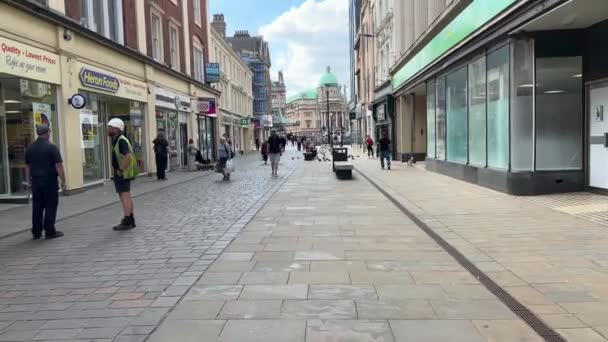 Vista Lungo Whitefriargate Pedonale Nella Città Hull Verso Hull City — Video Stock