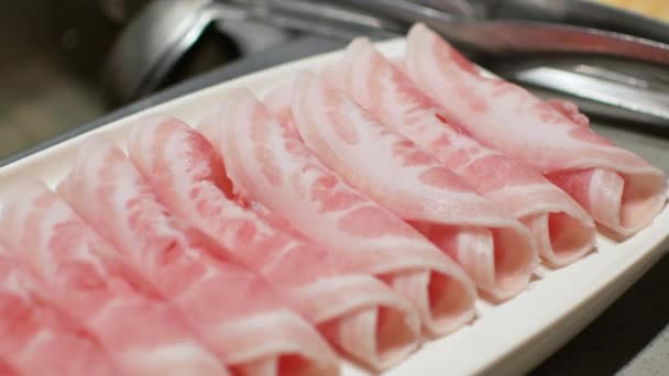 Video Pov Pork Slice Hotpot Shabu Shabu Chinese Style Vetgetable — 비디오