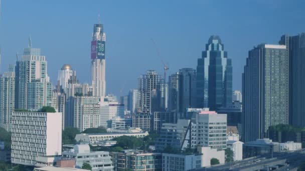 Вид Воздуха Здание Небоскреба Центре Бангкока Фоне Закатного Неба — стоковое видео