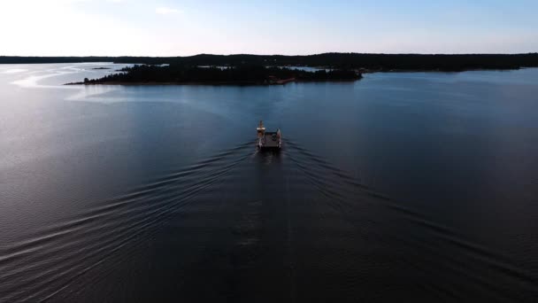 Vista Aérea Sequência Ferry Boat Arquipélago Das Ilhas Aland Finlândia — Vídeo de Stock