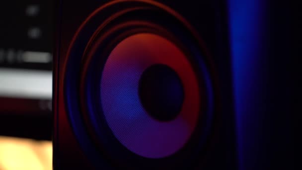 Dark Candle Lit Heavy Bass Sub Woofer Speaker Playing Loud — Vídeos de Stock
