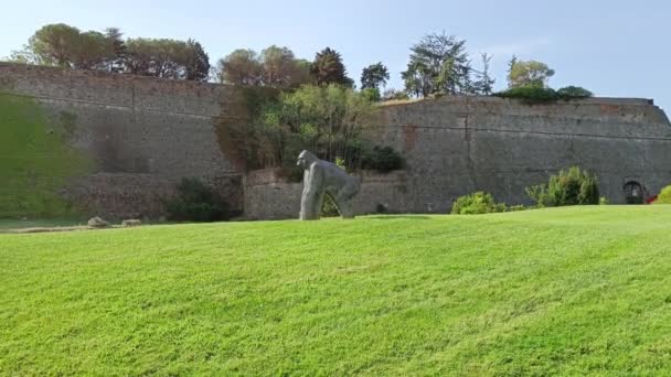 Castle Italiassa Apina Patsas Puutarhassa — kuvapankkivideo