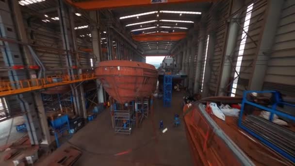 Shipbuilding Ship Repair Facility Ship Repair Maintenance Work Aerial View — Stock Video