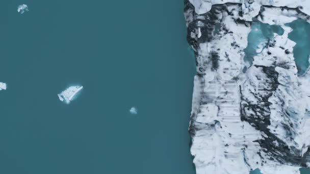 Top View Glacier Lagoon Jokulsarlon Iceland Drone Shot — Video
