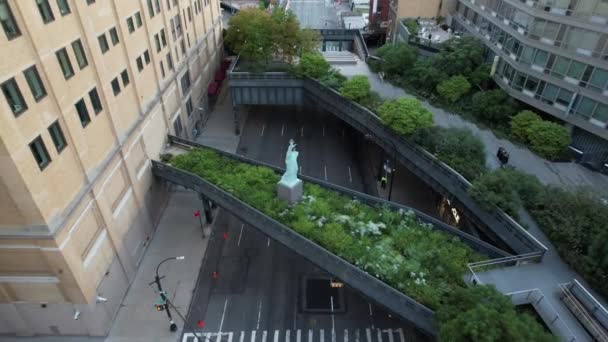 Uma Vista Aérea Sobre Uma Rua Tranquila Nova Iorque Zona — Vídeo de Stock