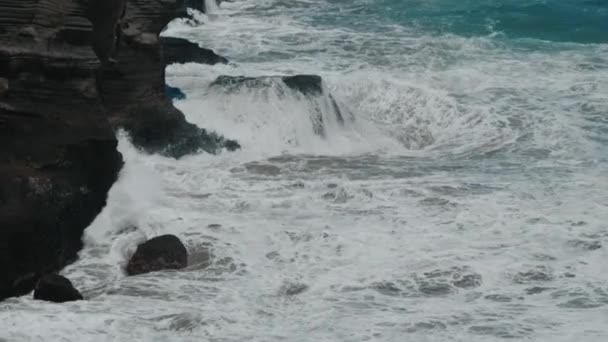 Waves Crashing Rocks Slow Motion — Video