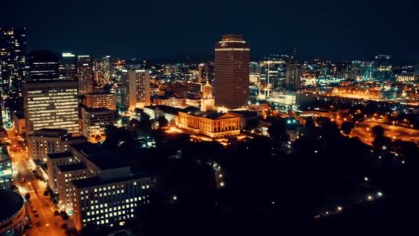 Vista Aérea Sobre Partenón Noche Nashville Tannessee — Vídeo de stock