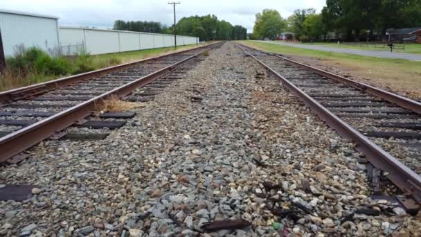 Two Rail Road Tracks Side Side Clemmons — Stock Video