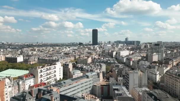 Torre Montparnasse Paris França Vista Panorâmica Drone Aéreo — Vídeo de Stock