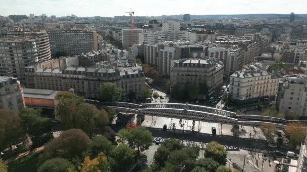 Мост Метро Площади Камбронн Париж Воздушное Вращение — стоковое видео