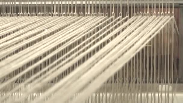 糸のある織機が動いている 糸で縫ったカーペット スレッドを扱う 今日は昔ながらの仕事だ — ストック動画