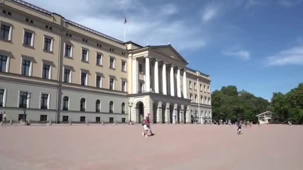 Kungliga Slottet Oslo Norge Hyperlapse Shot Hyperlapse Gimbal — Stockvideo
