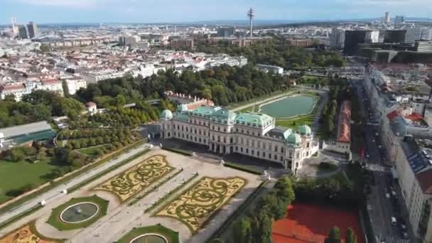 Гиперлапс Вокруг Верхнего Бельведерского Дворца Королевского Сада Вене Австрия — стоковое видео
