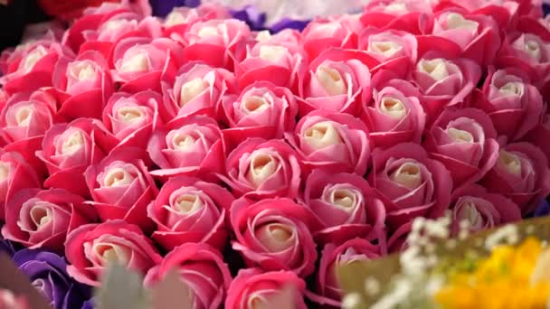Gros Plan Bouquet Roses Kunming Dounan Flower Market Yunnan Chine — Video