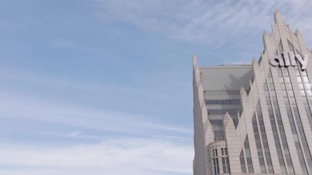 Ally Arranha Céu Aéreo Top Building — Vídeo de Stock