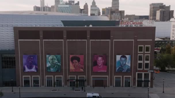 Little Caesars Arena Mural Boku Ujawnić Detroit — Wideo stockowe