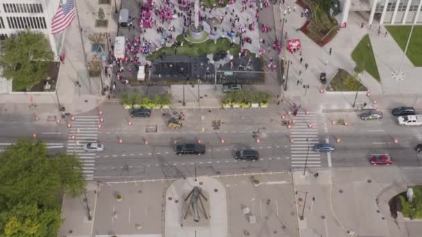 Detroit Aerial Joe Louis Ököl Városkép — Stock videók