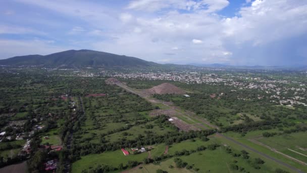 Avvicinarsi Teotihuacan Dall Alto Una Giornata Estiva — Video Stock