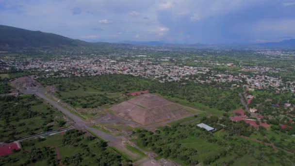Flygfoto Över Teotihuacan Och Mexikos Dal — Stockvideo