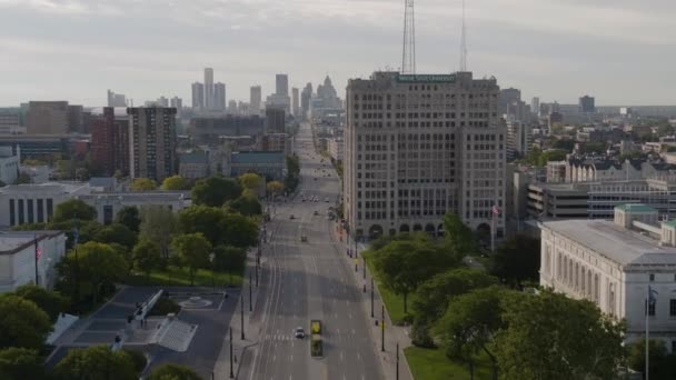 Aerial Wayne State University City Wider — Stock Video