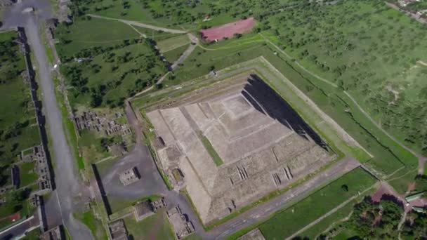 Aerial View Teotihuacan Pyramid Sun — Stock Video