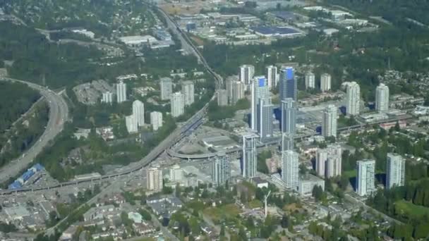 Edifícios Arranha Céus Infra Estrutura Tráfego Área Urbana Aerial — Vídeo de Stock