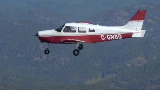 Πλευρική Άποψη Του Φωτός Single Engine Airplane Που Φέρουν Σχηματισμό — Αρχείο Βίντεο
