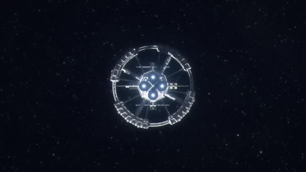 Корабль Большого Поколения Колоний Входящий Гиперкосмический Вид Сзади — стоковое видео