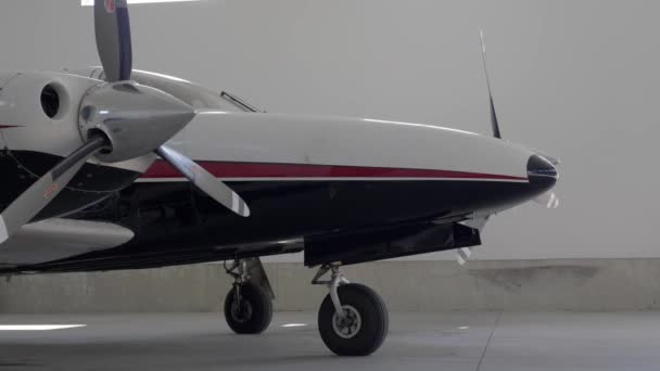 Static Shot Airplane Indoor Hangar Doors Open Light Intensifies — 비디오