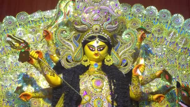 Das Größte Fest Westbengals Ist Durga Puja Mit Dem Idol — Stockvideo