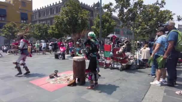 Touristen Versammeln Sich Stadtzentrum Von Mexiko Der Folklore Und Den — Stockvideo