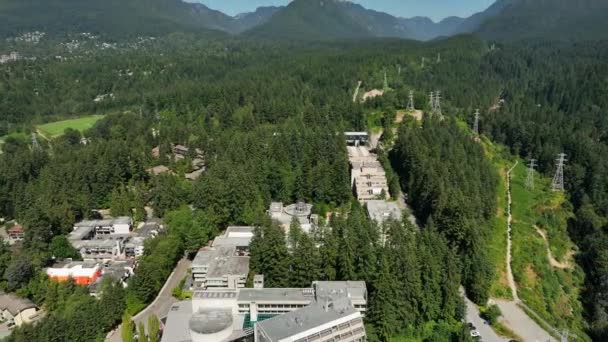 Widok Lotu Ptaka Budynki Uniwersytetu Capilano Północnym Vancouver Kanada Bujną — Wideo stockowe