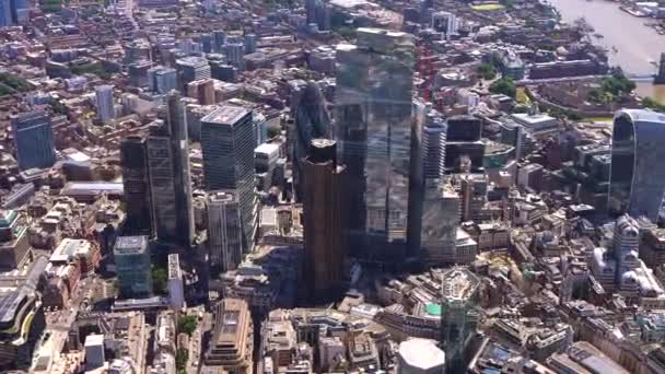 Flygfoto Över City London Torn River Thames Och Tower Bridge — Stockvideo