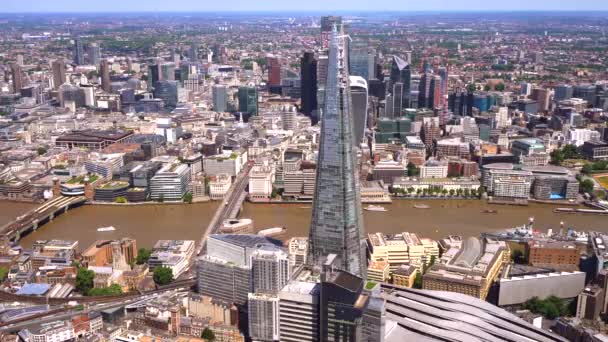 Aerial View London Bridge Shard River Thames Dan Menara London — Stok Video