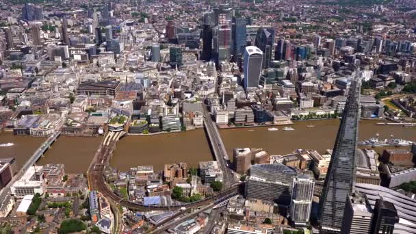 Aerial View Cannon Street Station River Thames Shard City London — Stock Video