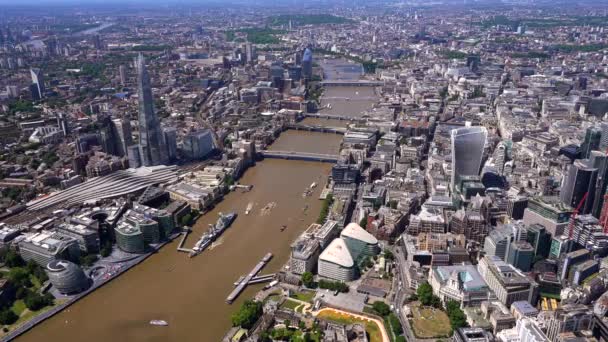 High Aerial Vier Shard London Bridge Station River Thames Bridge — Video Stock