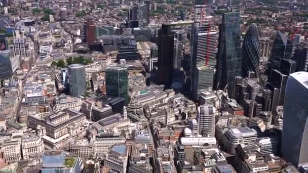 Aerial View Bank England City London Towers Walkie Talkie Building — Stock Video