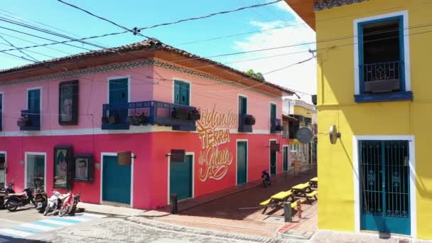 Színes Házak Roldanillo Egy Gyönyörű Város Található Kolumbia — Stock videók