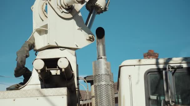 Concrete Pumping Truck Arm Close — Stock Video