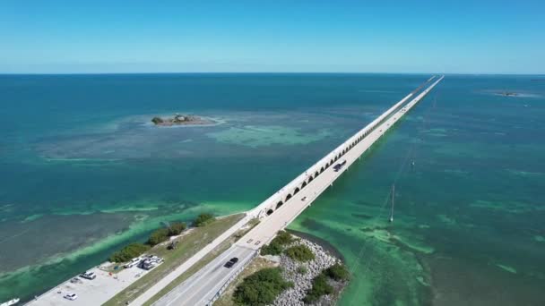 Florida Keys Puente Islas Con Coches Moviéndose Través Del Puente — Vídeos de Stock