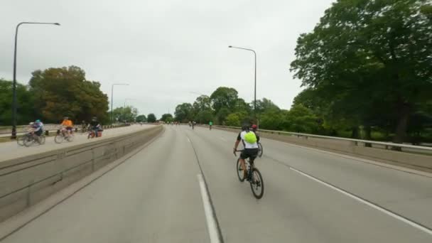 Chicagoer Radfahrer Fahren Während Des Bike Drive 2022 Auf Dem — Stockvideo