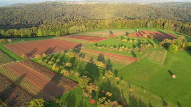 Deutschland Remstal Drohnenaufnahme Eines Fluges Über Eine Ländliche Landschaft Herbst — Stockvideo